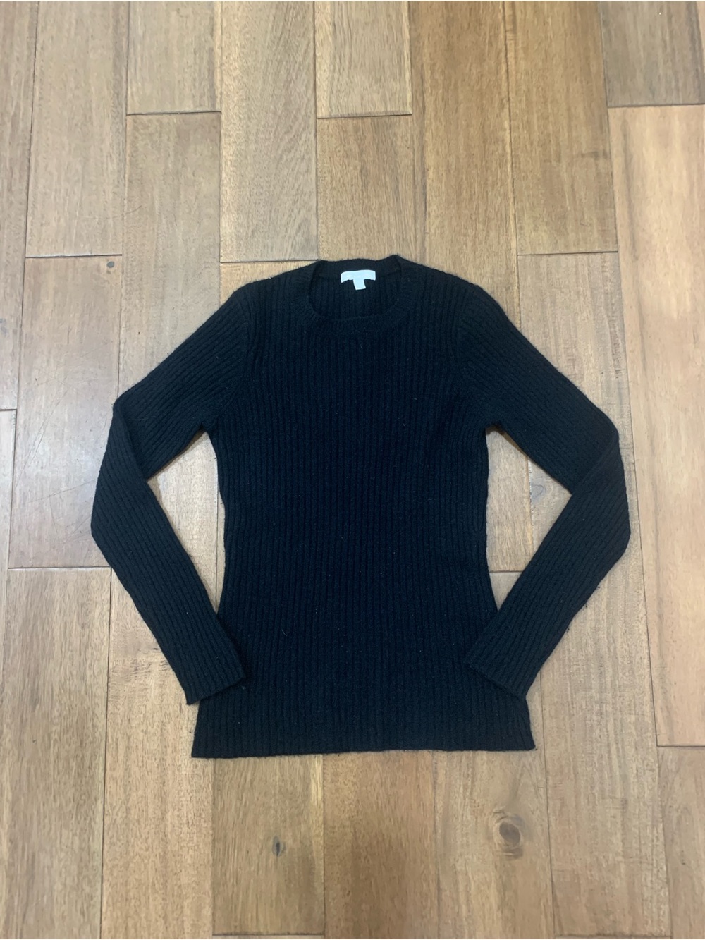 Minnie Rose Black Ribbed Crewneck Sweater